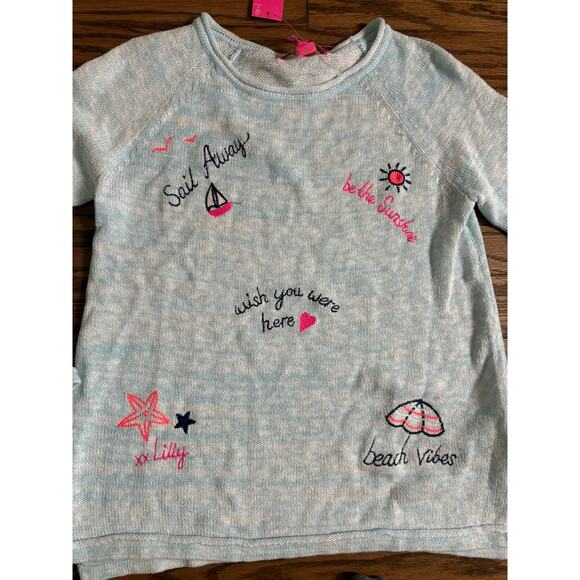 NWT Lilly Pulitzer Danette Sweater Sailabration Celestial Blue Embroidery Size M - Picture 3 of 5